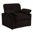 Pemberly Row Upholstery Fabric Corduroy Power Recliner Chair in Brown