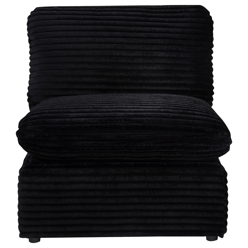 Pemberly Row Modular Upholstery Fabric Corduroy Armless Chair in Black