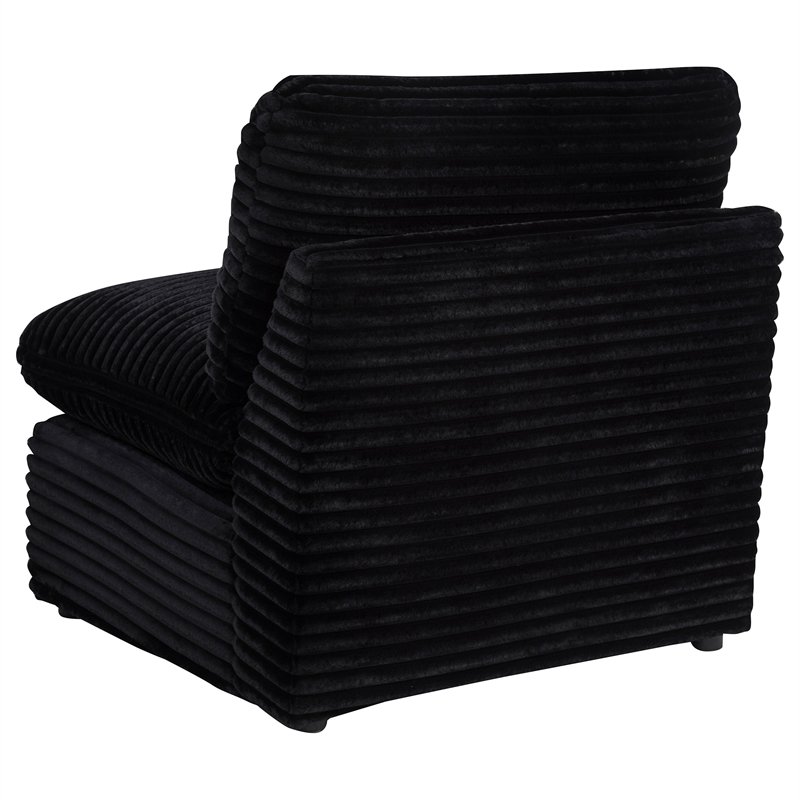 Pemberly Row Modular Upholstery Fabric Corduroy Armless Chair in Black