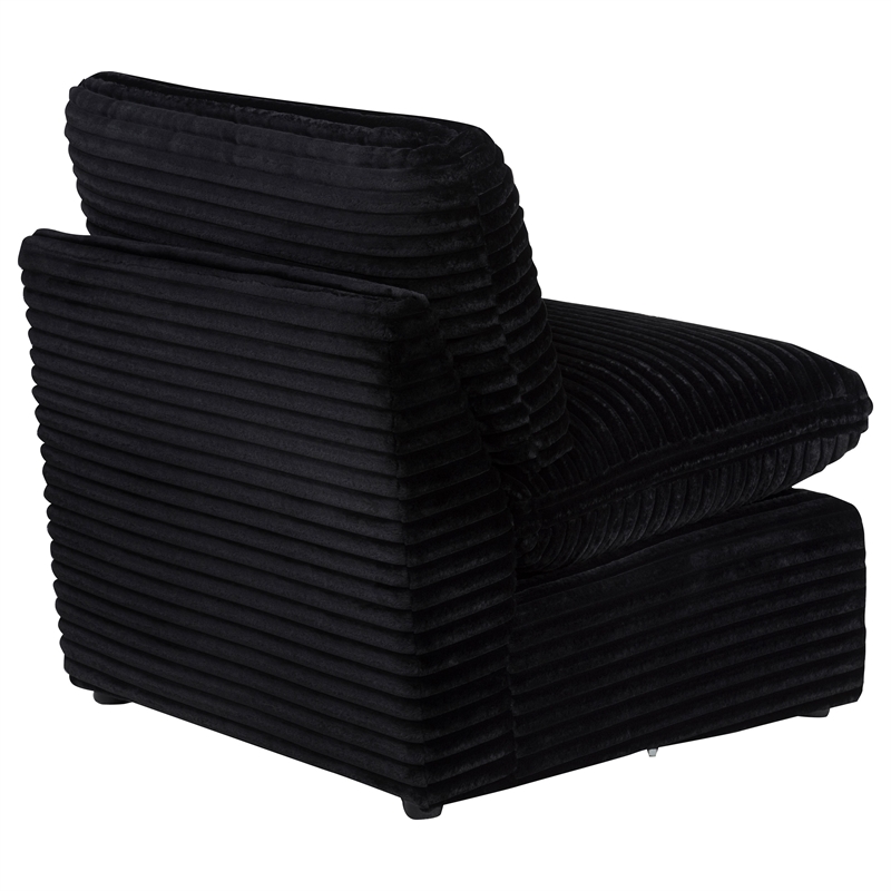 Pemberly Row Modular Upholstery Fabric Corduroy Armless Chair in Black