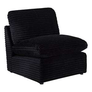 Pemberly Row Modular Upholstery Fabric Corduroy Armless Chair in Black