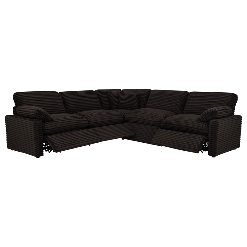 Pemberly Row 5-piece Fabric Modular Power Reclining Sectional in Chocolate