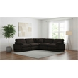 Pemberly Row 5-piece Fabric Modular Power Reclining Sectional in Chocolate