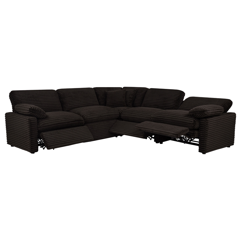 Pemberly Row 5-piece Fabric Modular Power Reclining Sectional in Chocolate
