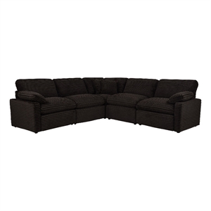 Pemberly Row 5-piece Fabric Modular Power Reclining Sectional in Chocolate