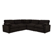 Pemberly Row 5-piece Fabric Modular Power Reclining Sectional in Chocolate