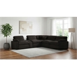 Pemberly Row 6-piece Fabric Modular Power Reclining Sectional in Chocolate