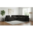 Pemberly Row 6-piece Fabric Modular Power Reclining Sectional in Chocolate