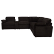 Pemberly Row 6-piece Fabric Modular Power Reclining Sectional in Chocolate