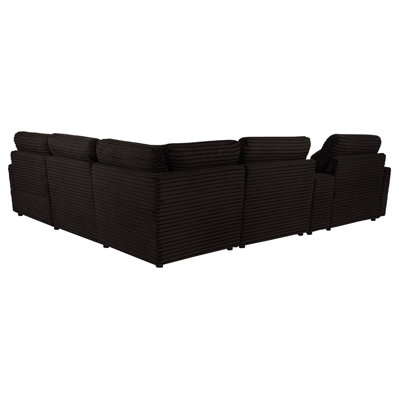 Pemberly Row 6-piece Fabric Modular Power Reclining Sectional in Chocolate