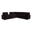 Pemberly Row 6-piece Fabric Modular Power Reclining Sectional in Chocolate
