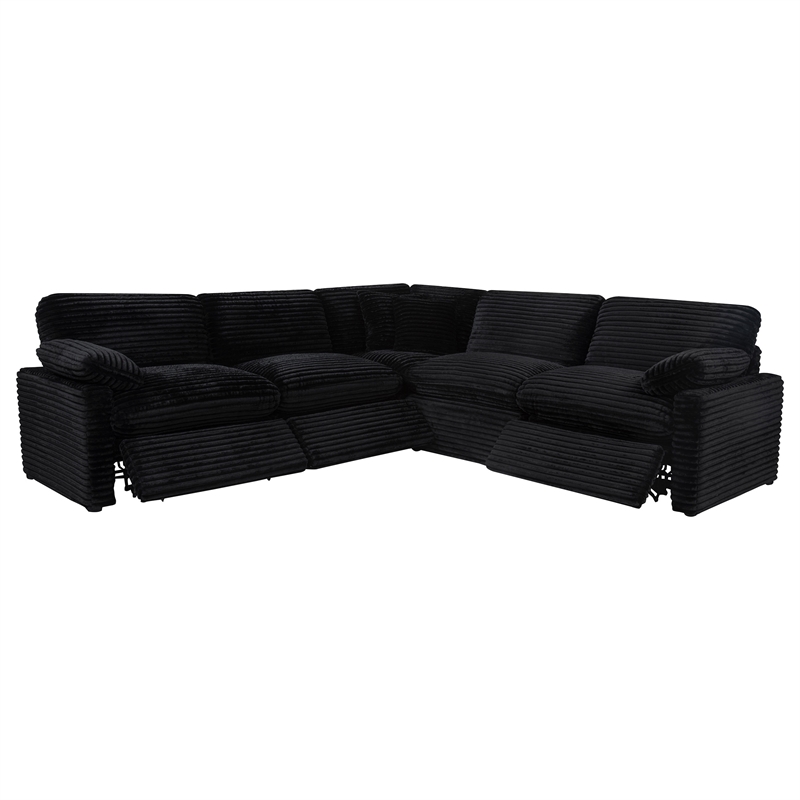 Pemberly Row 5-piece Fabric Modular Power Reclining Sectional in Black