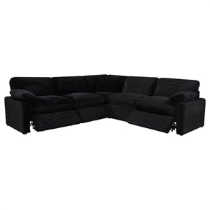 Pemberly Row 5-piece Fabric Modular Power Reclining Sectional in Black