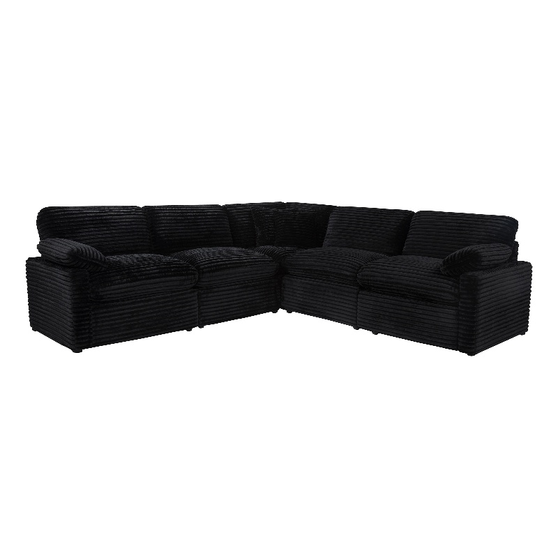 Pemberly Row 5-piece Fabric Modular Power Reclining Sectional in Black