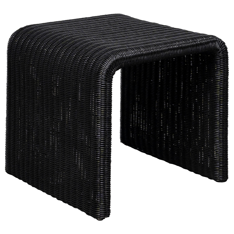 Pemberly Row 3-piece Woven Rattan Coffee and End Table Set in Black