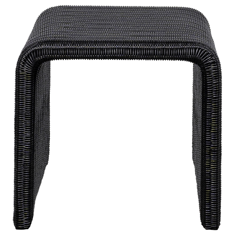 Pemberly Row 3-piece Woven Rattan Coffee and End Table Set in Black