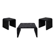Pemberly Row 3-piece Woven Rattan Coffee and End Table Set in Black