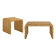Pemberly Row 2-piece Woven Rattan Coffee and End Table Set in Natural