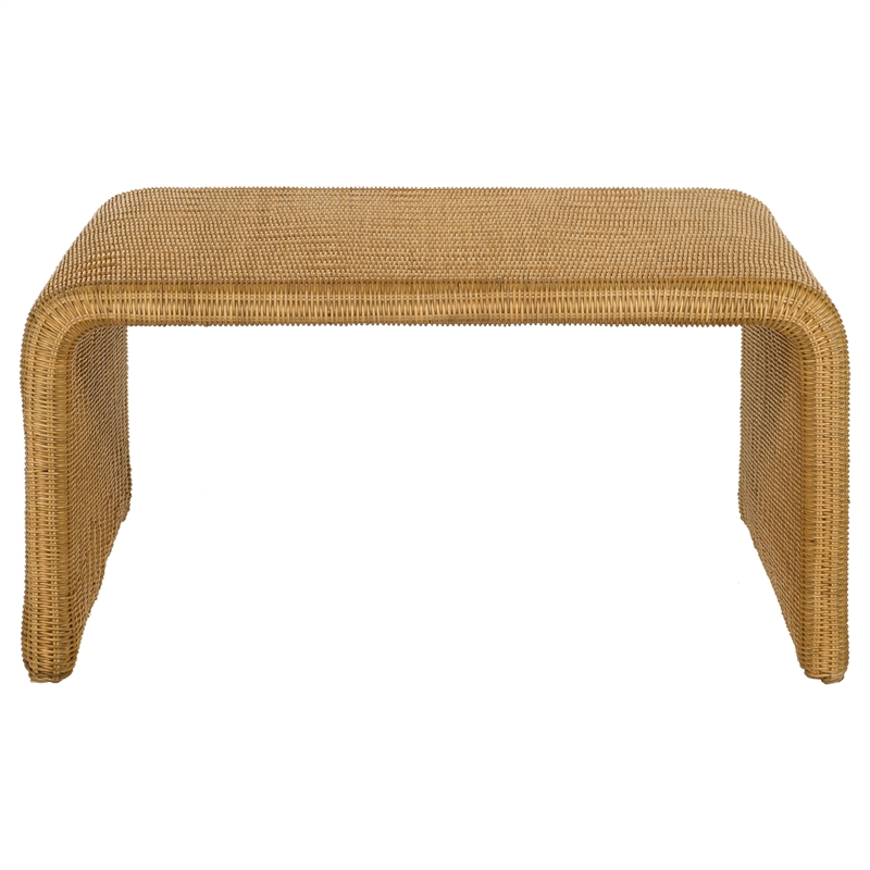 Pemberly Row 3-piece Woven Rattan Coffee and End Table Set in Natural