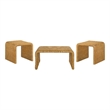 Pemberly Row 3-piece Woven Rattan Coffee and End Table Set in Natural