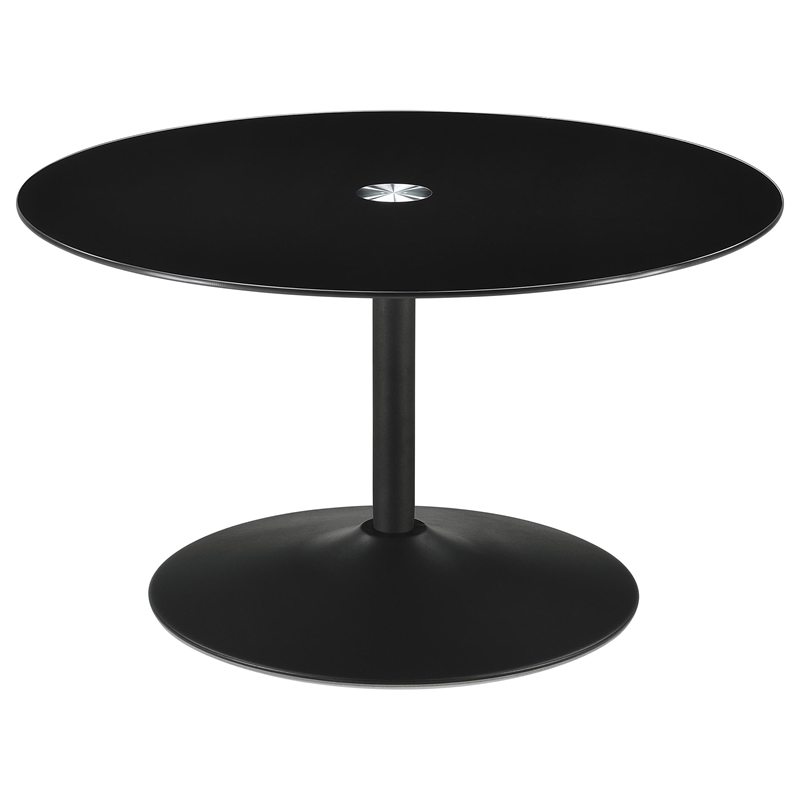 Pemberly Row 2-piece Round Glass Top Coffee and End Table Set in Black