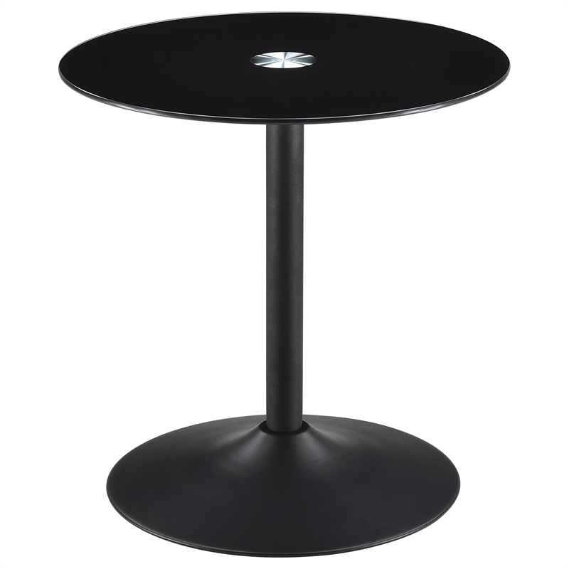 Pemberly Row 3-piece Round Glass Top Coffee and End Table Set in Black