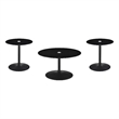Pemberly Row 3-piece Round Glass Top Coffee and End Table Set in Black