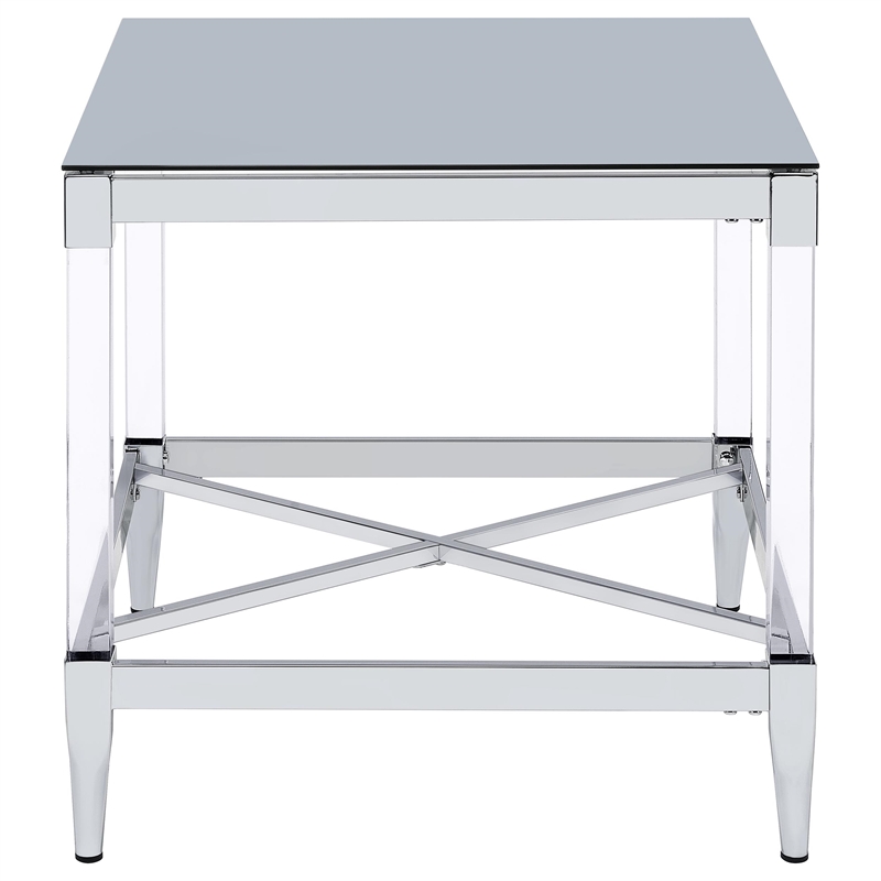 Pemberly Row 2-piece Square Coffee and End Table Set in Chrome
