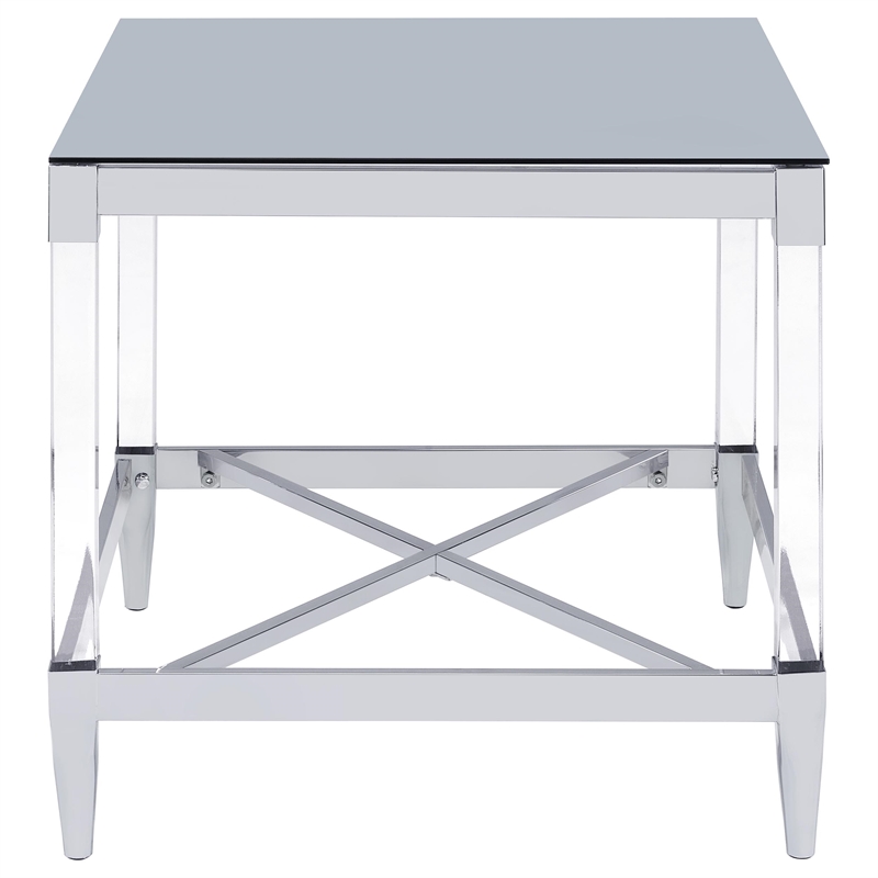 Pemberly Row 2-piece Square Coffee and End Table Set in Chrome
