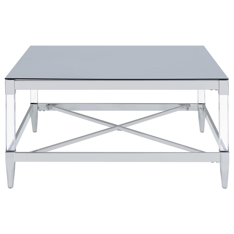 Pemberly Row 2-piece Square Coffee and End Table Set in Chrome