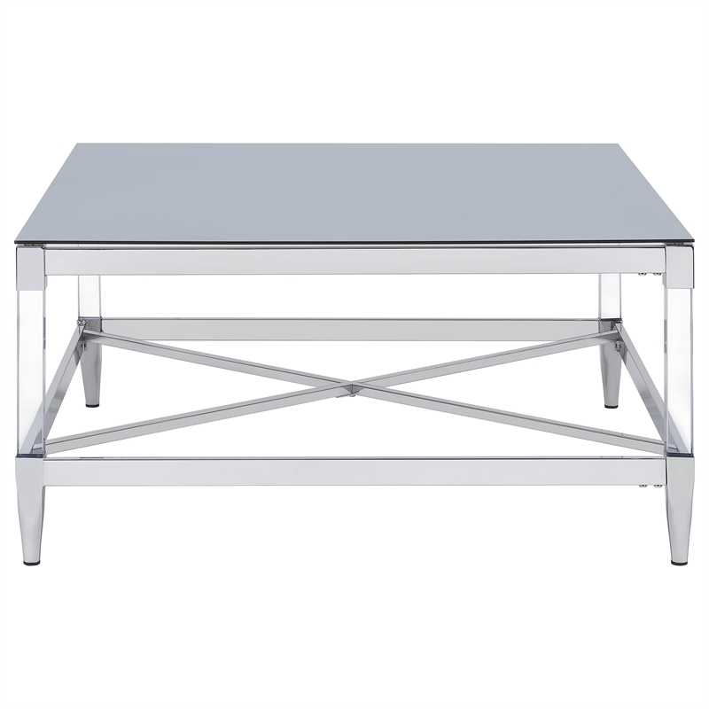 Pemberly Row 2-piece Square Coffee and End Table Set in Chrome