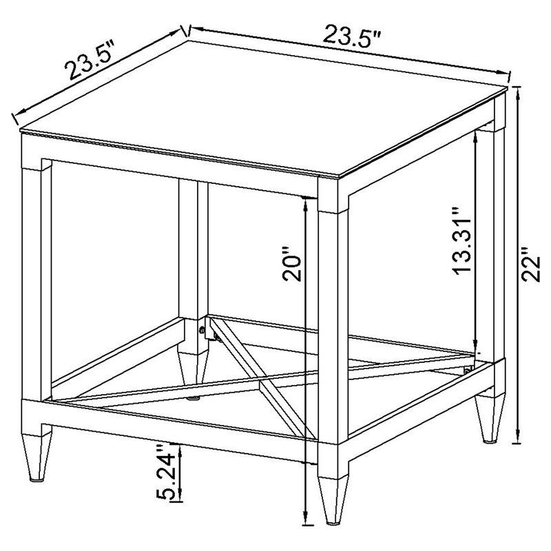 Pemberly Row 2-piece Square Coffee and End Table Set in Chrome