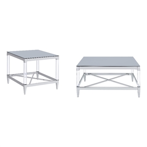 Pemberly Row 2-piece Square Coffee and End Table Set in Chrome