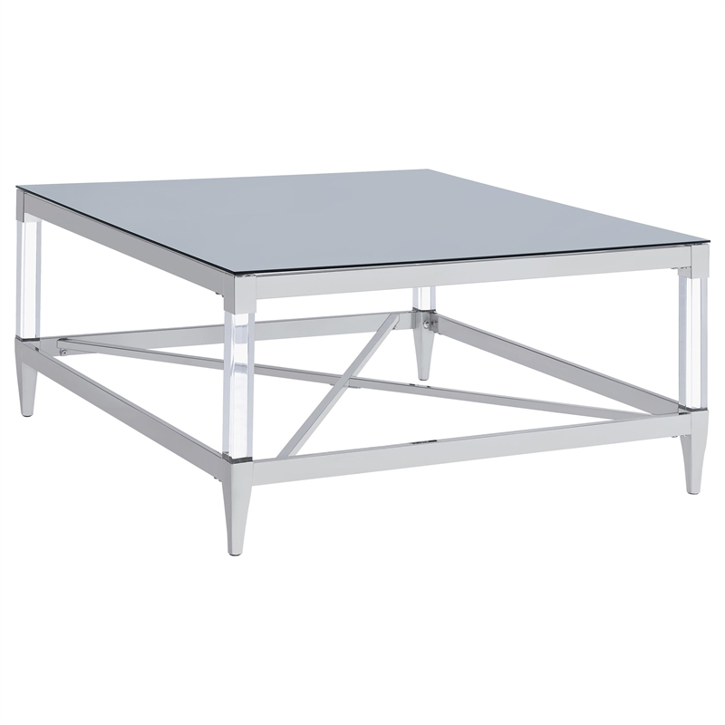 Pemberly Row 3-piece Square Coffee and End Table Set in Chrome