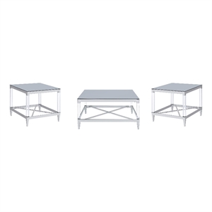 Pemberly Row 3-piece Square Coffee and End Table Set in Chrome