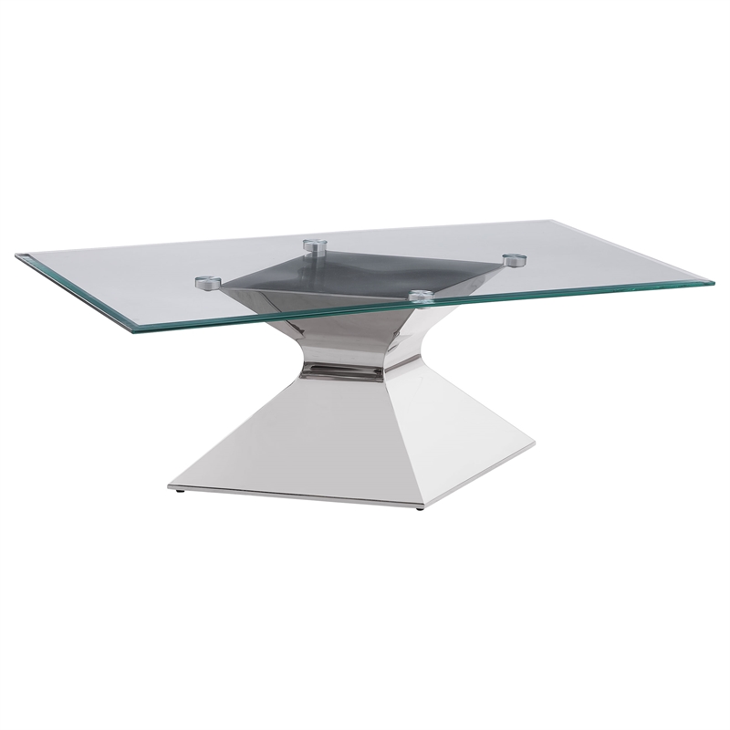 Pemberly Row 3-piece Rectangular Coffee and End Table Set in Chrome