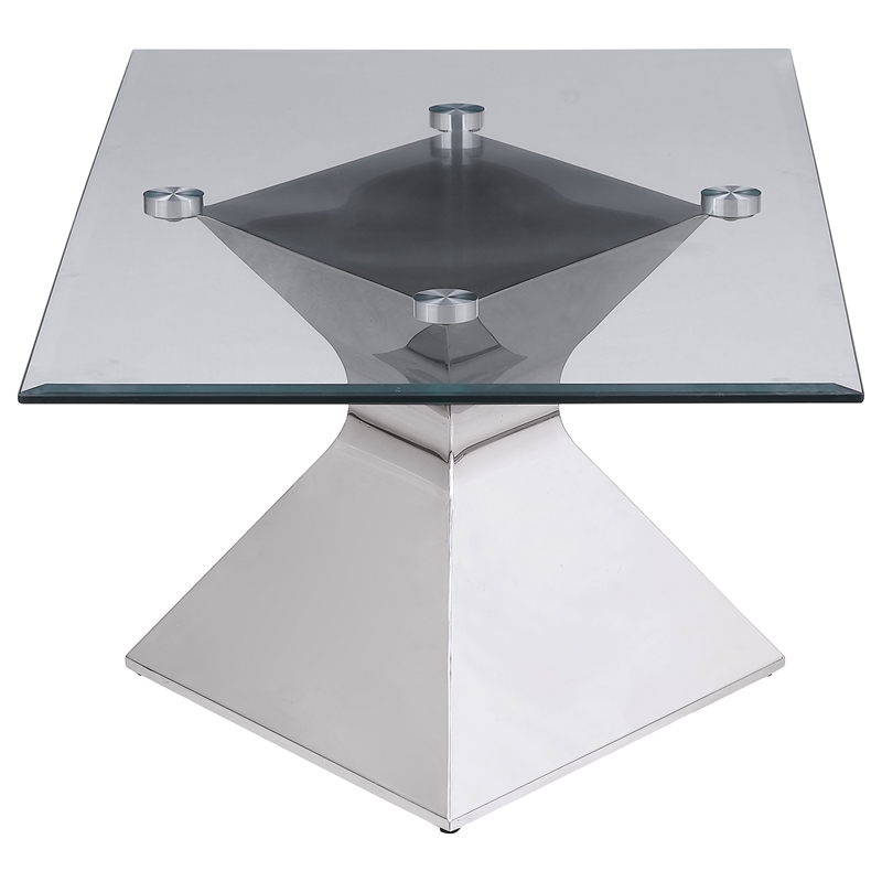 Pemberly Row 3-piece Rectangular Coffee and End Table Set in Chrome