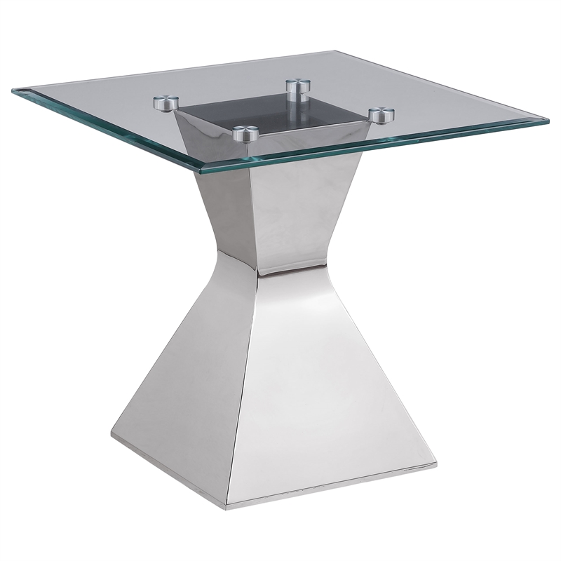 Pemberly Row 3-piece Rectangular Coffee and End Table Set in Chrome