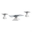 Pemberly Row 3-piece Rectangular Coffee and End Table Set in Chrome