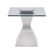 Pemberly Row Square Glass Top Stainless Steel Side End Table in Chrome