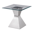 Pemberly Row Square Glass Top Stainless Steel Side End Table in Chrome
