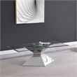 Pemberly Row Rectangular Glass Top Stainless Steel Coffee Table in Chrome