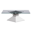 Pemberly Row Rectangular Glass Top Stainless Steel Coffee Table in Chrome