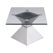 Pemberly Row Rectangular Glass Top Stainless Steel Coffee Table in Chrome