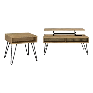 Pemberly Row 2-piece Lift Top Coffee and End Table Set in Golden Oak