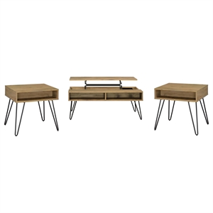 Pemberly Row 3-piece Lift Top Coffee and End Table Set in Golden Oak