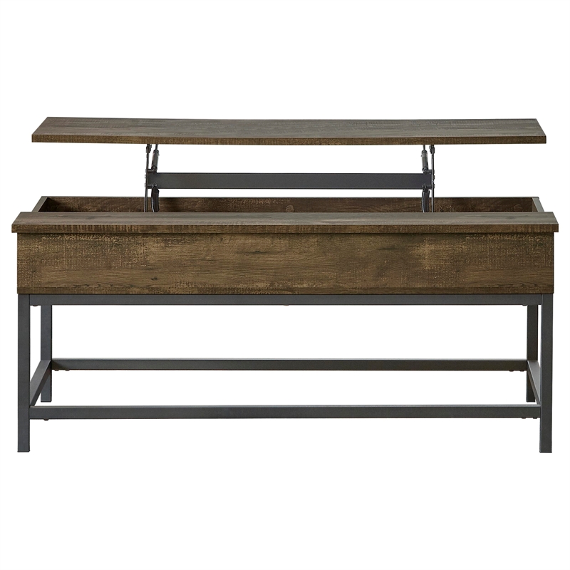 Pemberly Row 3-piece Lift Top Coffee and End Table Set in Brown Oak