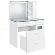Pemberly Row 2-drawer Vanity Set with LED Mirror in White High Gloss