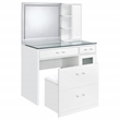 Pemberly Row 2-drawer Vanity Set with LED Mirror in White High Gloss