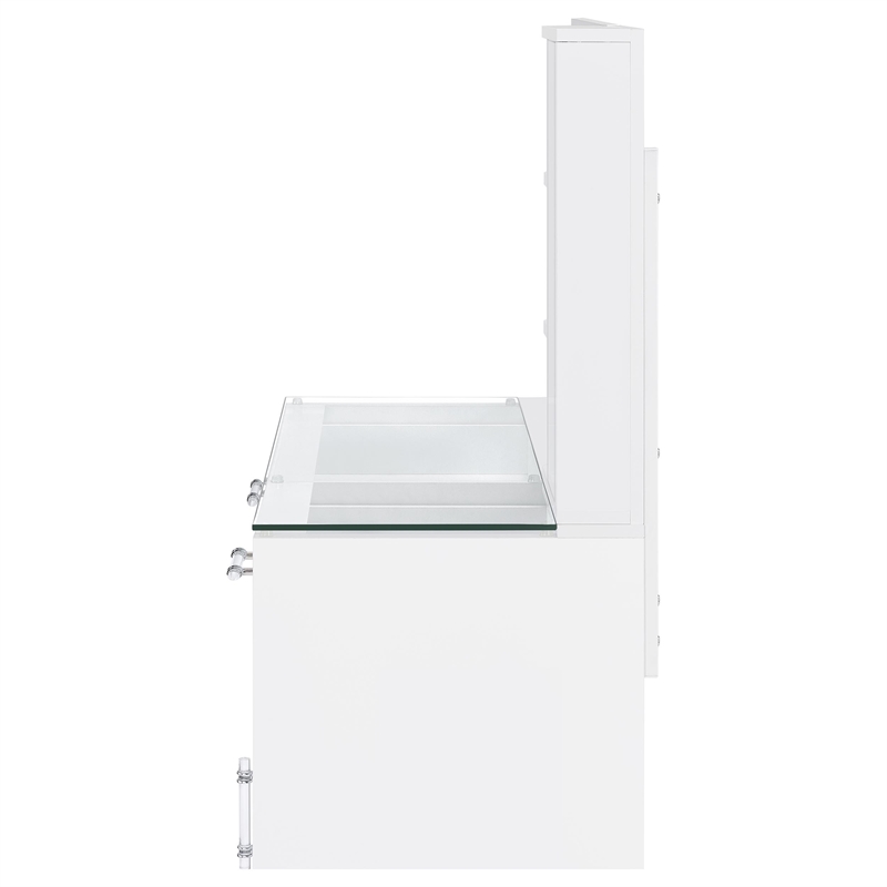 Pemberly Row 2-drawer Vanity Set with LED Mirror in White High Gloss